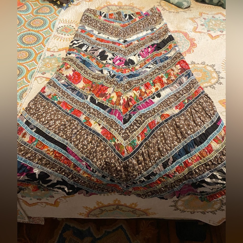Free People Rare Vintage Praha Patchwork Chevron Maxi Skirt 0